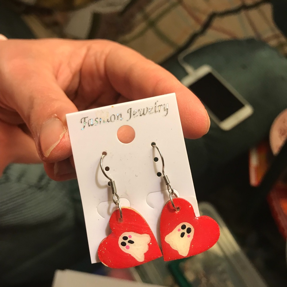 Hand painted ghost earrings